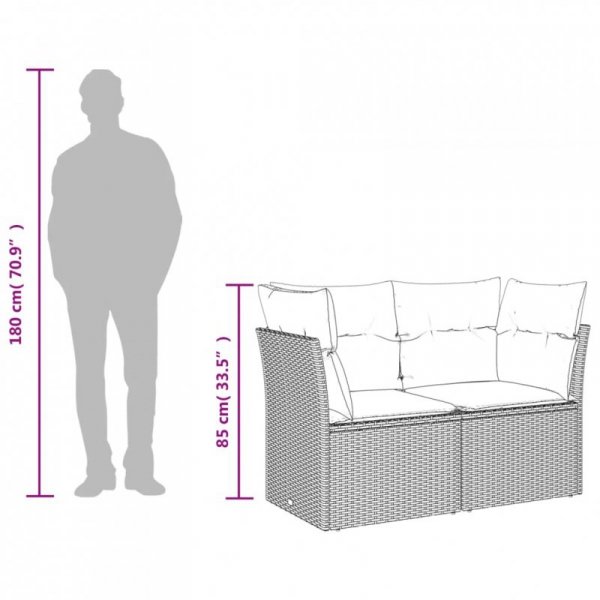 Sofa ogrodowa z poduszkami, 2-osobowa, brązowa, polirattan