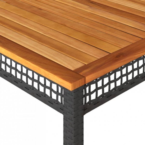 Stół ogrodowy, czarny, 180x90x75 cm, polirattan i akacja