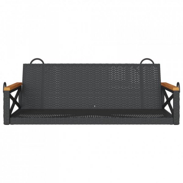 Ławka bujana, czarna, 109x62x40 cm, polirattan