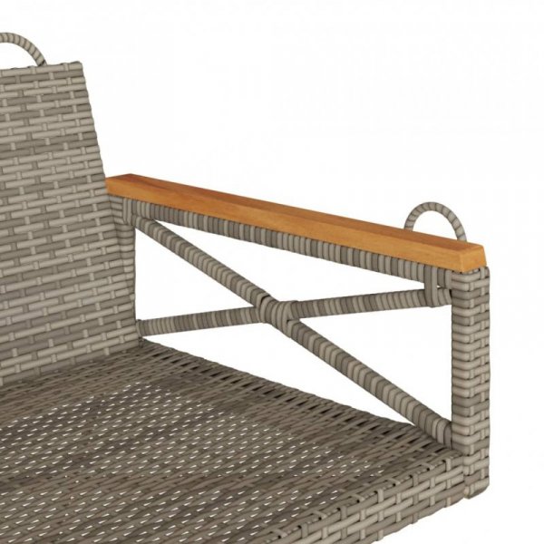 Ławka bujana, szara, 63x62x40 cm, polirattan