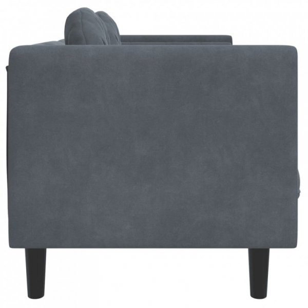 Sofa 3-osobowa z poduszkami, ciemnoszara, aksamit