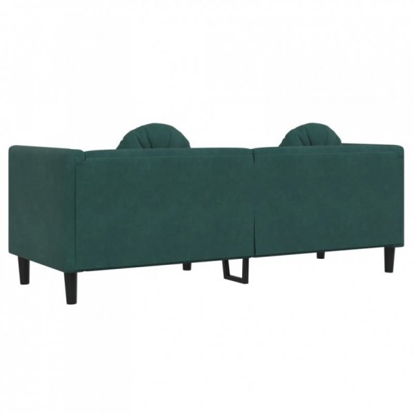 Sofa 3-osobowa z poduszkami, ciemnozielona, aksamit