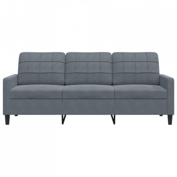 Sofa 3-osobowa, ciemnoszara, 180 cm, obita aksamitem