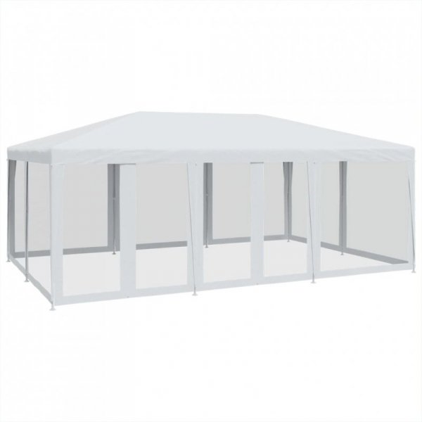 Namiot imprezowy z 10 ścianami z siatki, biały, 6x4 m, HDPE