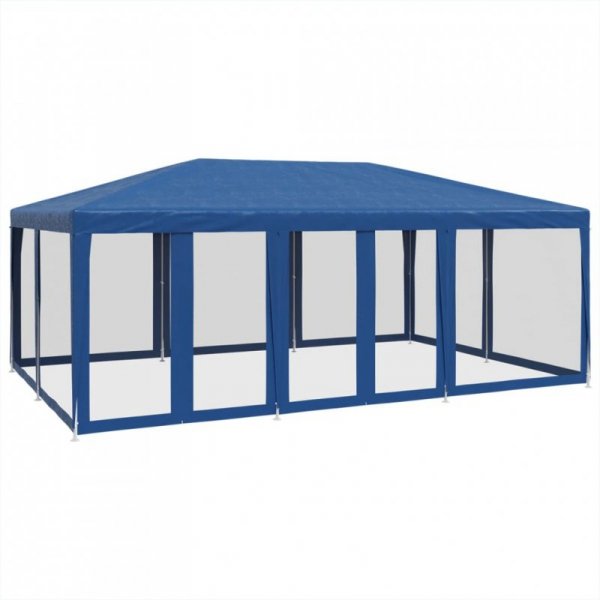 Namiot imprezowy z 10 ścianami z siatki, niebieski, 6x4 m, HDPE