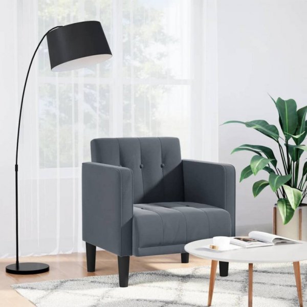 Sofa Fotel z Podłokietnikami Ciemnoszary 53 cm Aksamit
