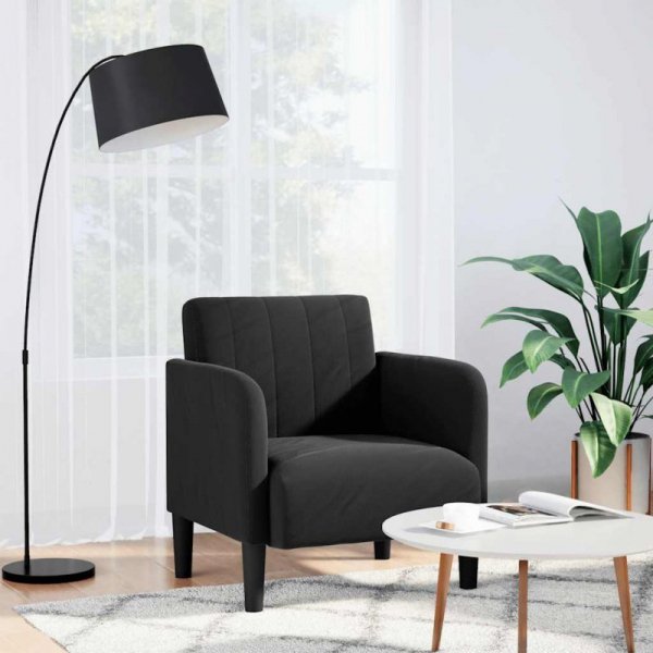 Sofa Fotel z Podłokietnikami Czarny 54 cm Aksamit