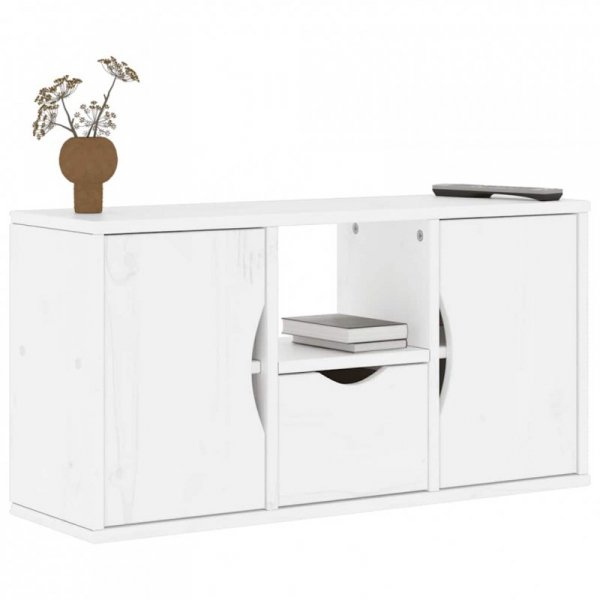 Szafka RTV z szufladą „ODDA” Biała 79x24x40cm Drewno lite Sosna