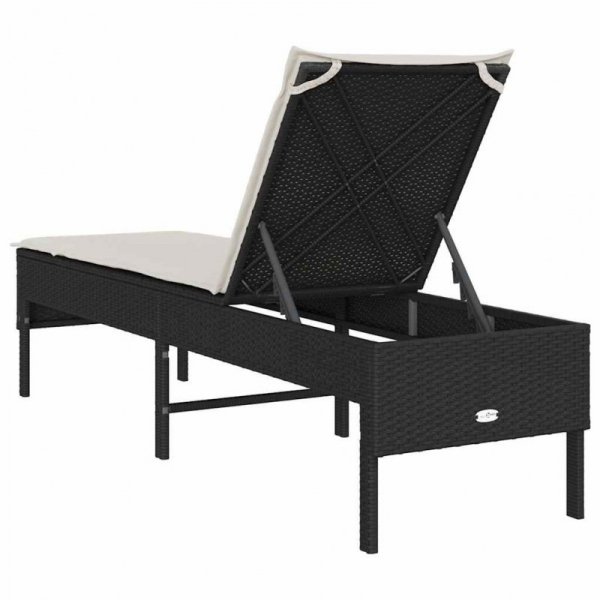 Leżak z poduszką Czarny 55x200x44cm polirattan