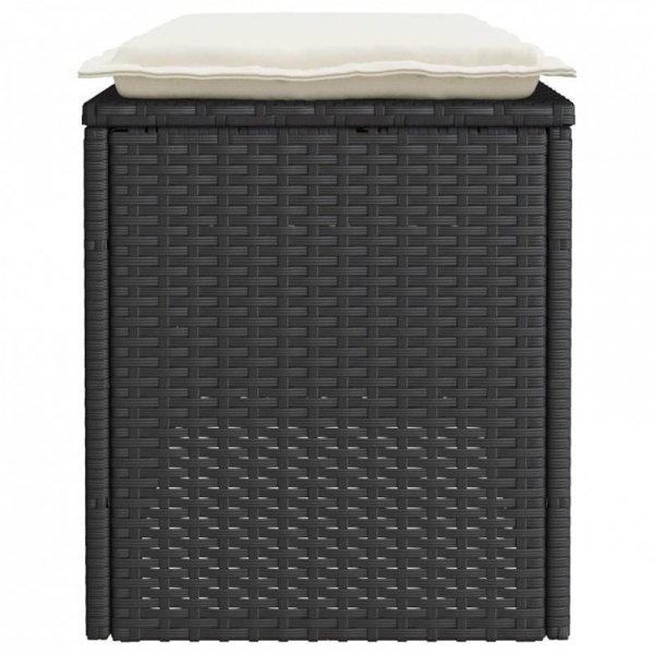 Ławka ogrodowa z poduszką Czarna 110x40x44 cm Polirattan