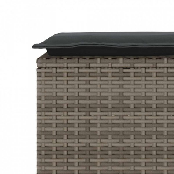 Ławka ogrodowa z poduszką Szara 110x40x44 cm Polirattan