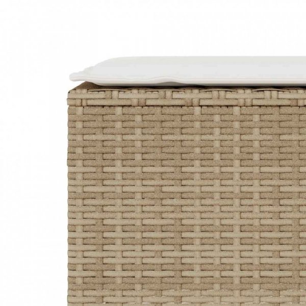 Ławka ogrodowa z poduszką beżowa 110x30x40,5 cm polirattan