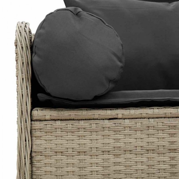 Sofa ogrodowa z poduszkami, 3-osobowa, jasnoszara, polirattan