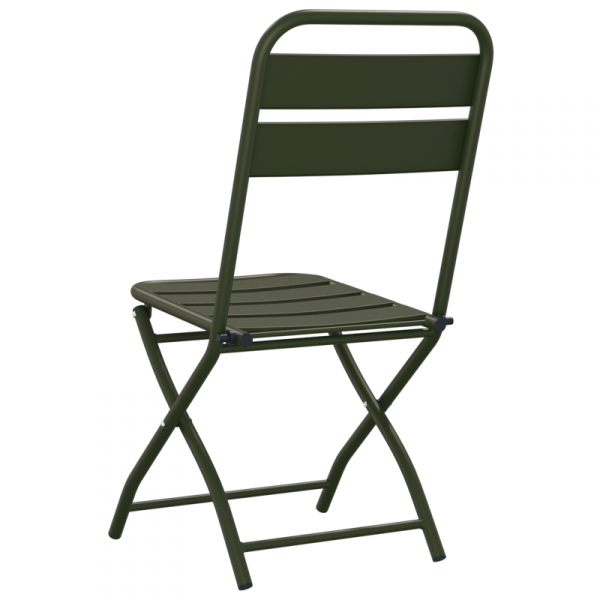 Krzesła ogrodowe składane 2 sztuki ciemnozielone 42x52x82 cm stal malowana proszkowo