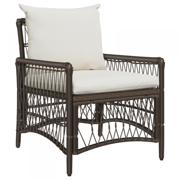 Fotel ogrodowy z poduszkami Brązowy 60x70x78 cm Poli Rattan