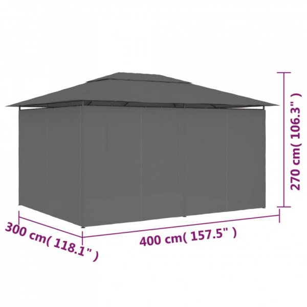 Namiot ogrodowy z zasłonami, 4 x 3 m, antracytowy