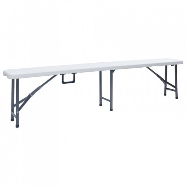 Składane ławki ogrodowe, 2 szt., 180 cm, HDPE, białe