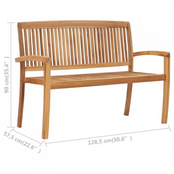 2-osobowa ławka ogrodowa, 128,5 cm, lite drewno tekowe