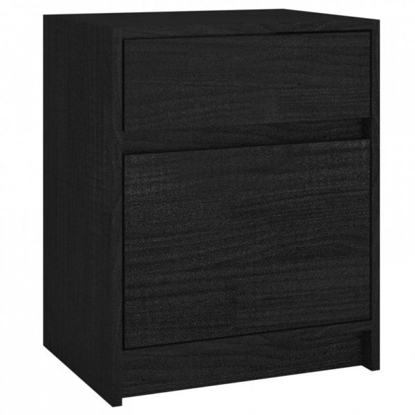 Szafki nocne, 2 szt., czarne, 40x31x50 cm, lite drewno sosnowe