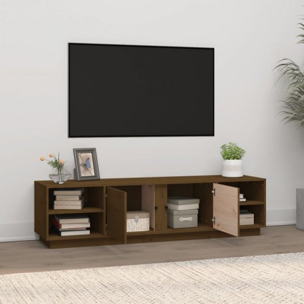 Szafka pod TV, miodowy brąz, 156x40x40 cm, lite drewno sosnowe