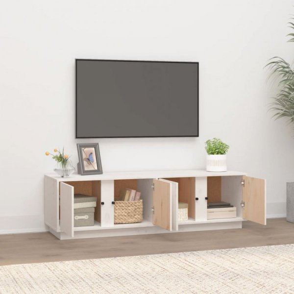 Szafka pod telewizor, biała, 140x40x40 cm, lite drewno sosnowe