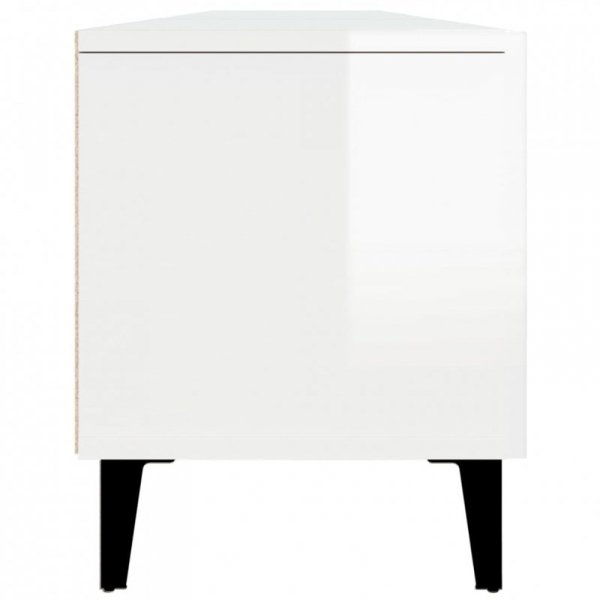 Szafka pod TV, wysoki połysk, biała, 180x31,5x40 cm