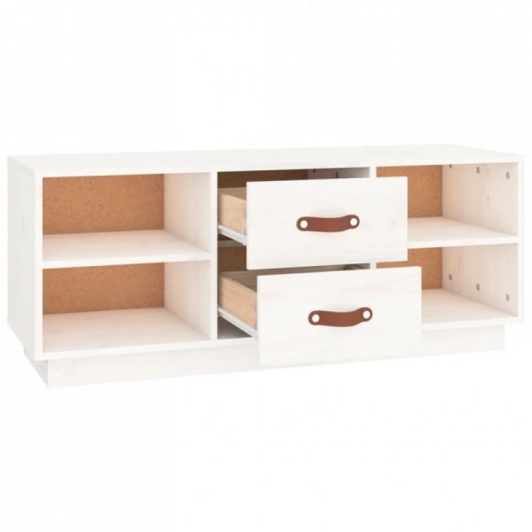 Szafka pod TV, biała, 100x34x40 cm, lite drewno sosnowe
