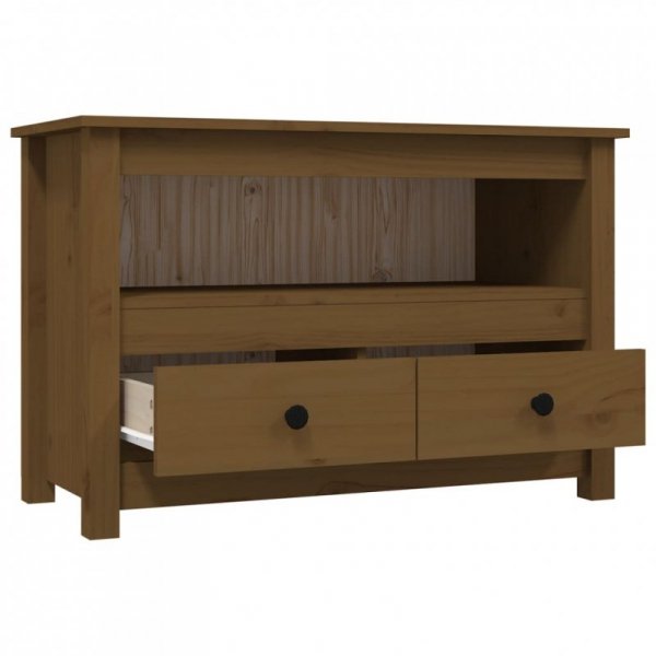 Szafka pod TV, miodowy brąz, 79x35x52 cm, lite drewno sosnowe