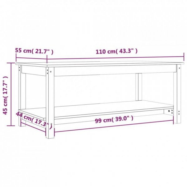 Stolik kawowy, szary, 110x55x45 cm, lite drewno sosnowe