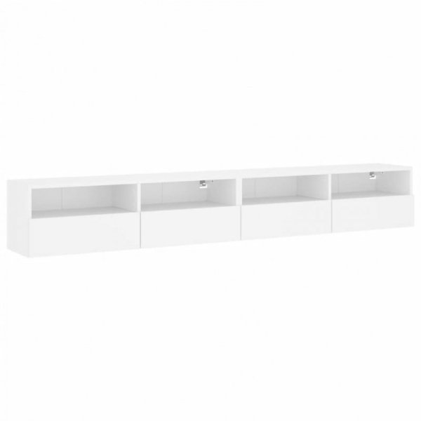 Ścienne szafki TV, 2 szt., białe, 100x30x30 cm