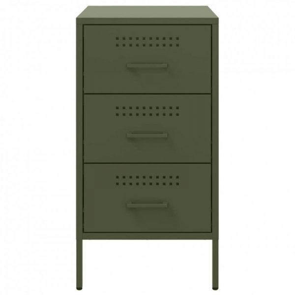 Szafki nocne, 2 szt., oliwkowe, 36x39x68 cm, stal