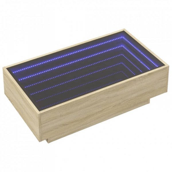 Stolik kawowy z LED, dąb sonoma, 90x50x30 cm