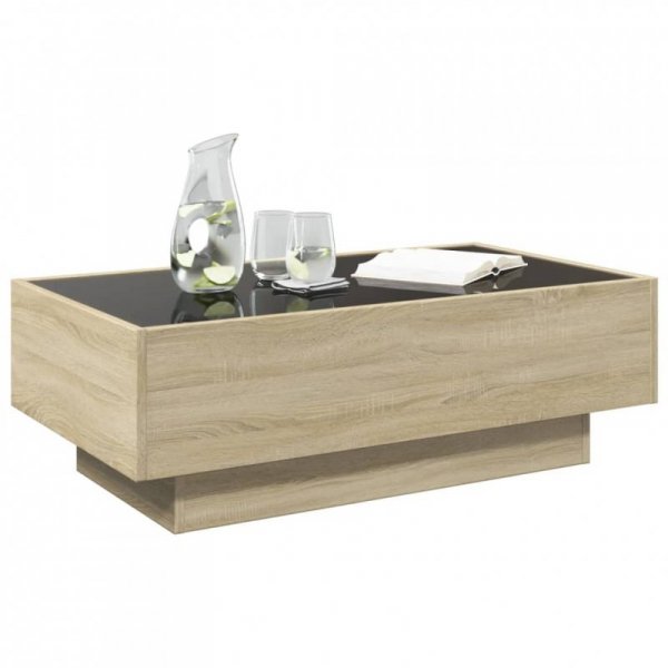 Stolik kawowy z LED, dąb sonoma, 90x50x30 cm