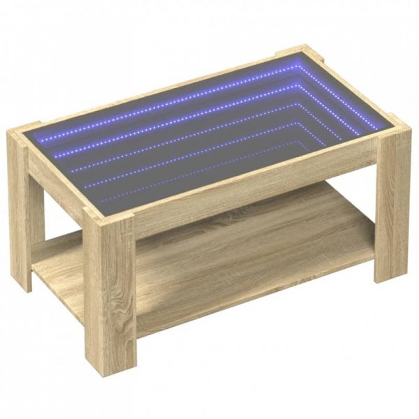 Stolik kawowy z LED, dąb sonoma, 93x53x45 cm