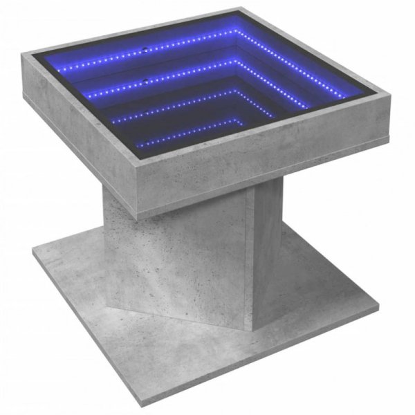 Stolik kawowy z LED, szarość betonu, 50x50x45 cm