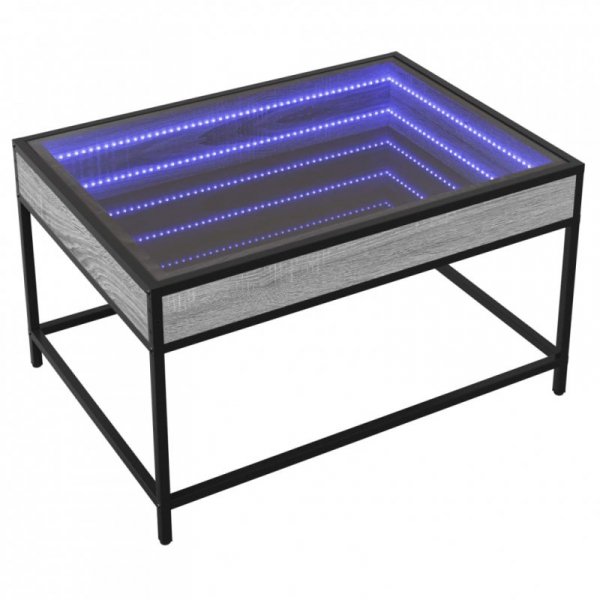 Stolik kawowy z LED Infinity, szary dąb sonoma, 70x50x41 cm