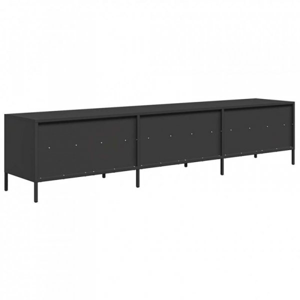 Szafka RTV, czarna, 202x39x43,5 cm, stal walcowana na zimno