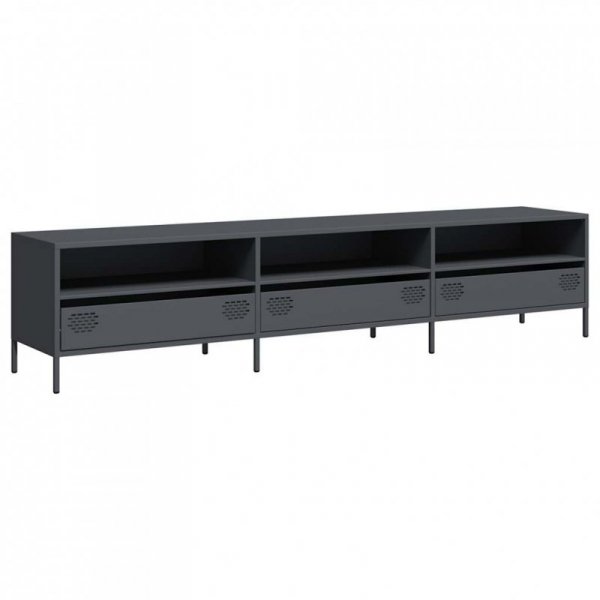 Szafka RTV, czarna, 202x39x43,5 cm, stal walcowana na zimno