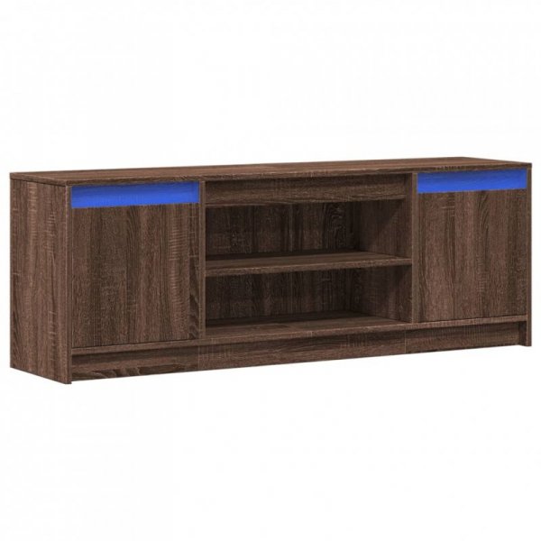 Szafka pod TV z LED, brązowy dąb, 139,5x34x50 cm