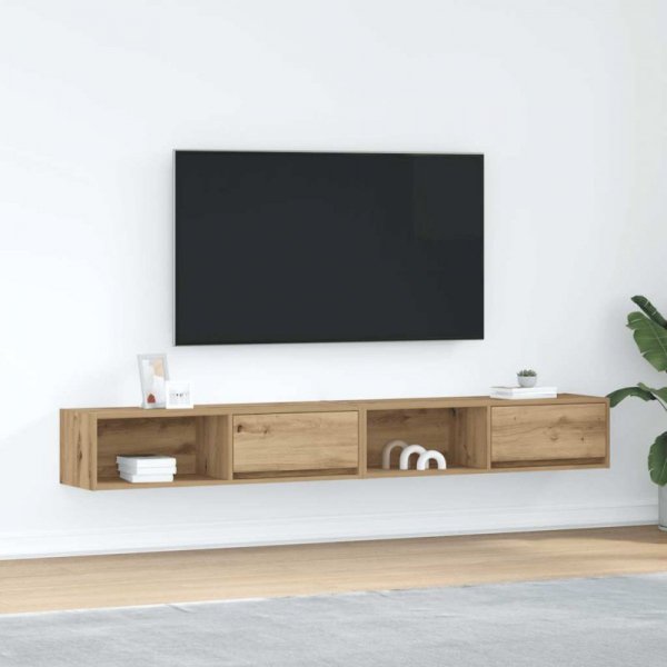 Szafki RTV 2 szt. Dąb Artisan 100x31x25,5 cm Drewno klejone