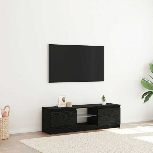 Szafka pod TV z oświetleniem LED, czarny dąb, 120x30x36 cm