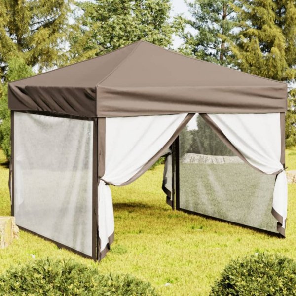 Składany namiot imprezowy ze ściankami, taupe, 3x3 m