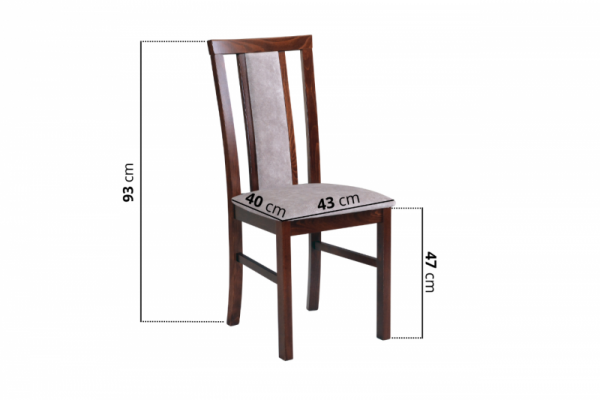 Krzesło DK26 orzech z szarą tkaniną 25B