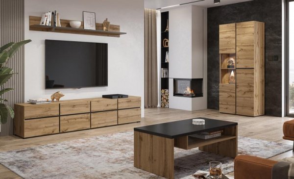 Witryna CROSI 12 dąb wotan / czarny