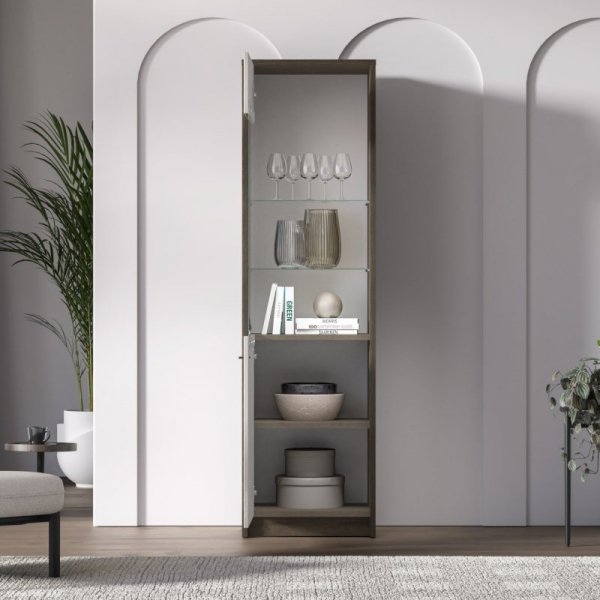 Witryna AVANTI 02 dąb windmill ciemny / kaszmir połysk