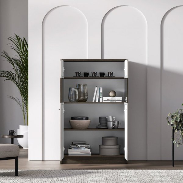 Witryna AVANTI 03 dąb windmill ciemny / kaszmir połysk