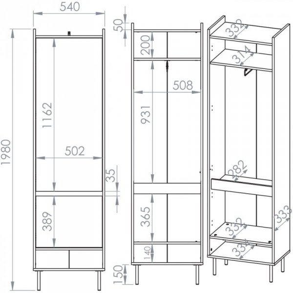 Garderoba FLEUR 1 dąb cremona terracotta / kaszmir