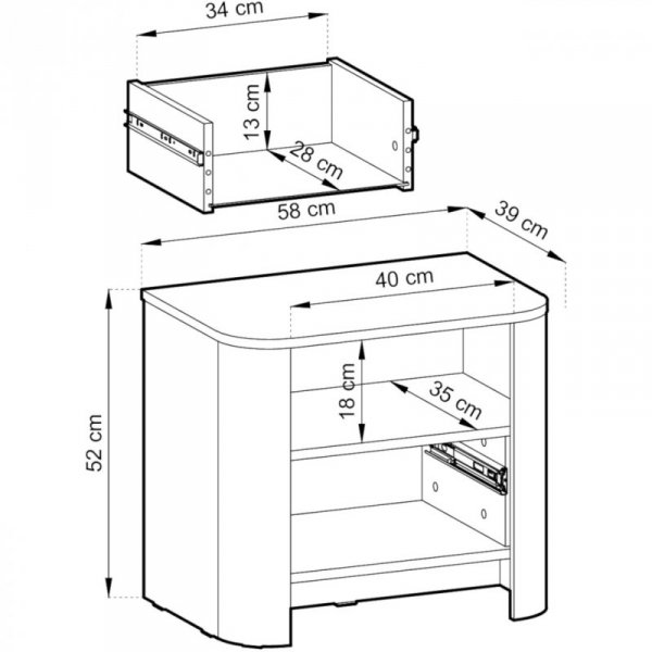 Stolik nocny MODUGNO 05 dąb vicenza
