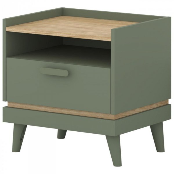 Stolik nocny CANDIS 22 zielony / dąb olejowany