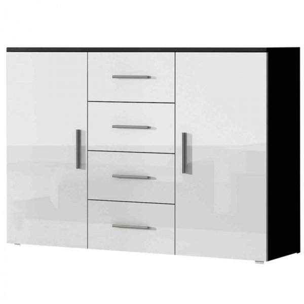 Komoda UNI SINDI SH6C czarny / biały połysk